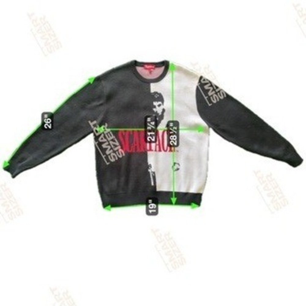 Supreme Scarface Crewneck Sweater Black White Tony Montana Knit L - Picture 2 of 5